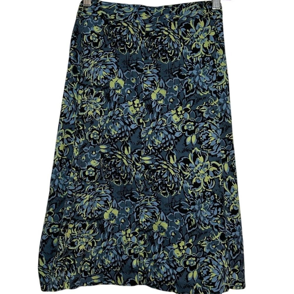 Attention Women's Blue Lime Green Floral Skirt Zips in Back Size 2X